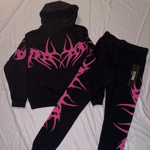 KDNK Sweatsuit Symm Style Black/Pink Men’s Size Medium - Picture 1 of 7